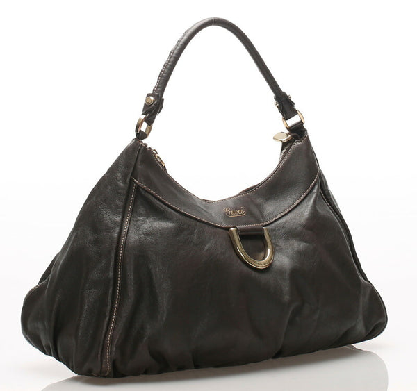 グッチ アビー 189833 ブラウン  レザー ショルダーバッグ レディース GUCCI 中古