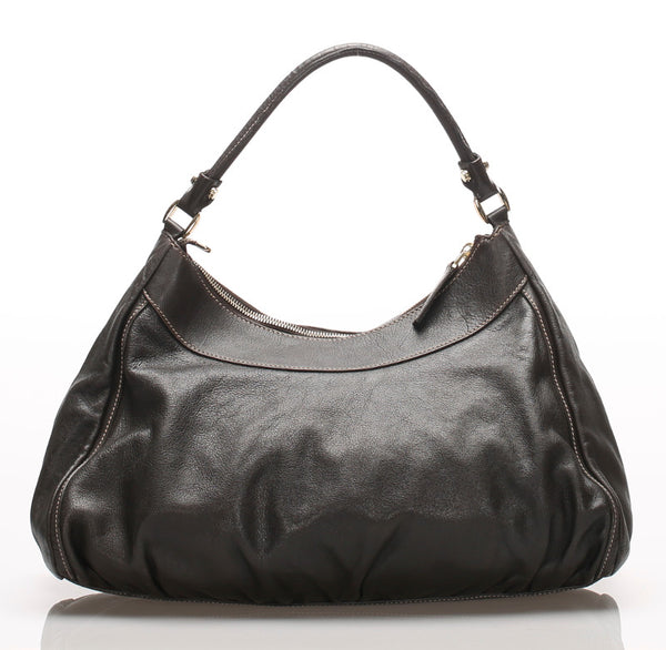 グッチ アビー 189833 ブラウン  レザー ショルダーバッグ レディース GUCCI 中古