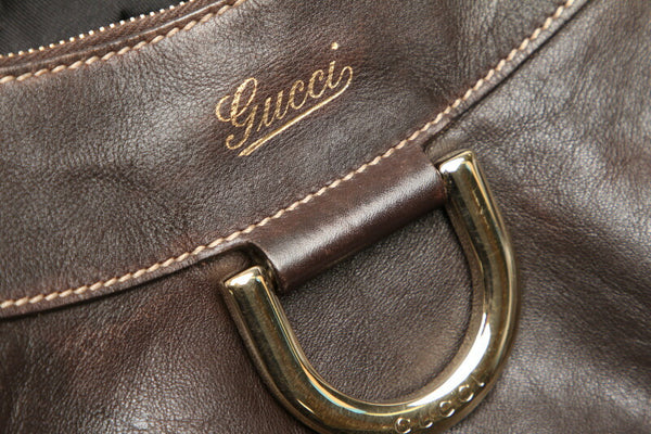 グッチ アビー 189833 ブラウン  レザー ショルダーバッグ レディース GUCCI 中古