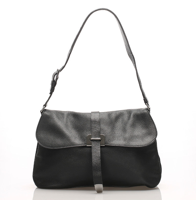 プラダ BR0648 ブラック  レザー ショルダーバッグ レディース PRADA 中古