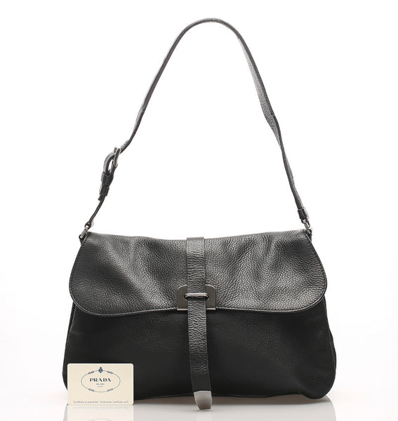 プラダ BR0648 ブラック  レザー ショルダーバッグ レディース PRADA 中古