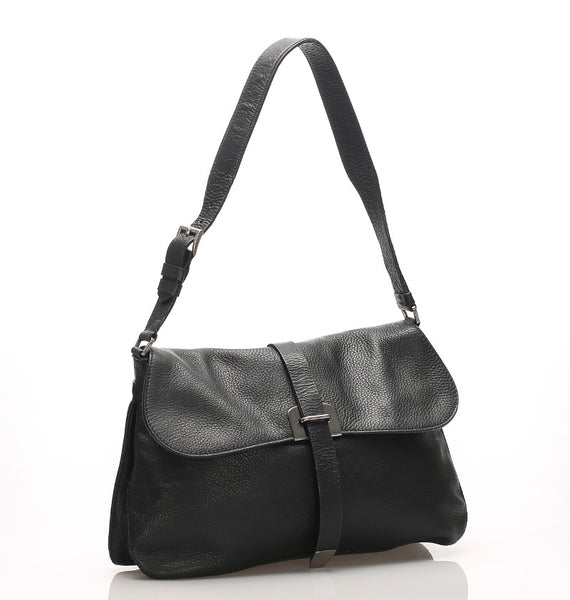 プラダ BR0648 ブラック  レザー ショルダーバッグ レディース PRADA 中古