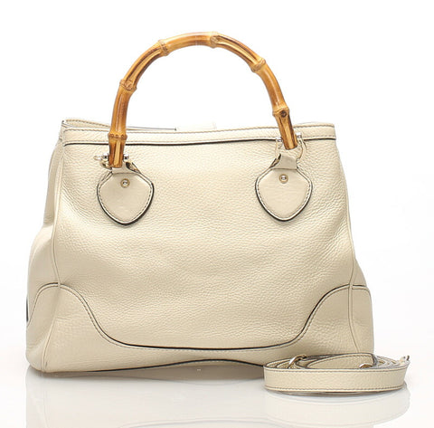 グッチ バンブー 308360 ホワイト  レザー ハンドバッグ レディース GUCCI 中古