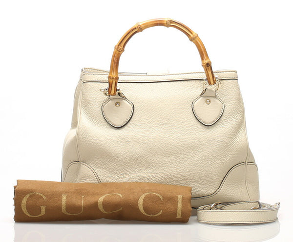 グッチ バンブー 308360 ホワイト  レザー ハンドバッグ レディース GUCCI 中古
