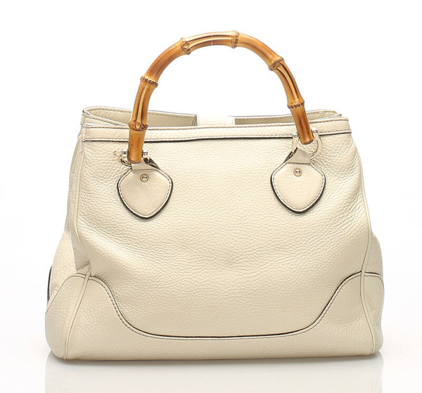 グッチ バンブー 308360 ホワイト  レザー ハンドバッグ レディース GUCCI 中古