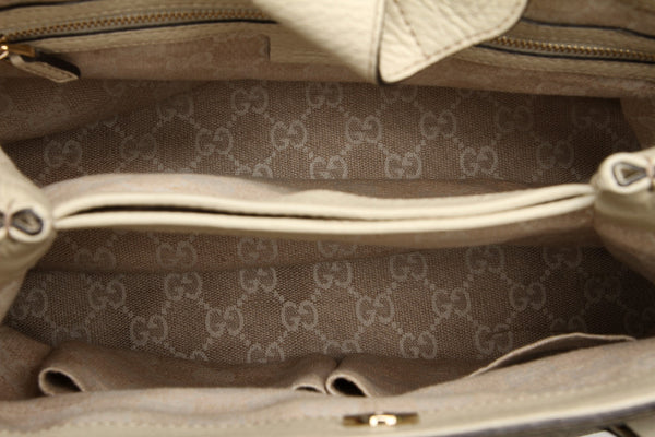 グッチ バンブー 308360 ホワイト  レザー ハンドバッグ レディース GUCCI 中古