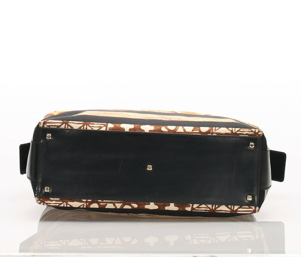 ガンチーニ アニマル DY-21 1319 ブラウン  ナイロン レザー トートバッグ レディース 中古