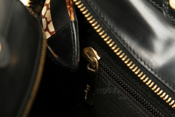 ガンチーニ アニマル DY-21 1319 ブラウン  ナイロン レザー トートバッグ レディース 中古