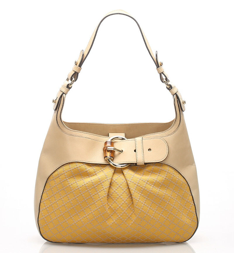 グッチ ディアマンテ 282310 イエロー  キャンバス レザー ショルダーバッグ レディース GUCCI 中古