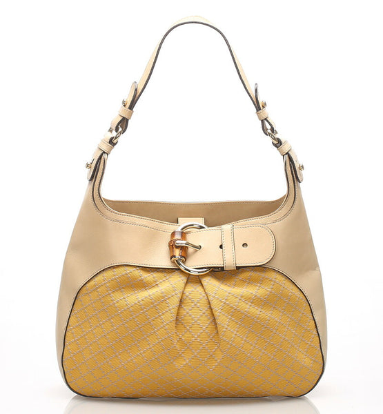 グッチ ディアマンテ 282310 イエロー  キャンバス レザー ショルダーバッグ レディース GUCCI 中古