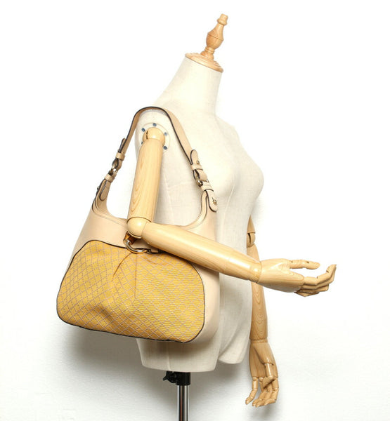 グッチ ディアマンテ 282310 イエロー  キャンバス レザー ショルダーバッグ レディース GUCCI 中古