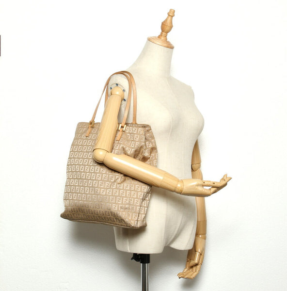 フェンディ ズッキーノ ブラウン  キャンバス レザー トートバッグ レディース FENDI 中古