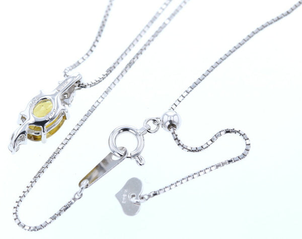 K18WG ホワイトゴールド スフェーン0.85ct ダイヤ0.1ct ネックレス レディース 中古