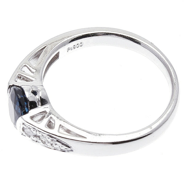 Pt900 プラチナ サファイア1.3ct ダイヤ0.09ct リング 指輪 レディース 12.5号 中古