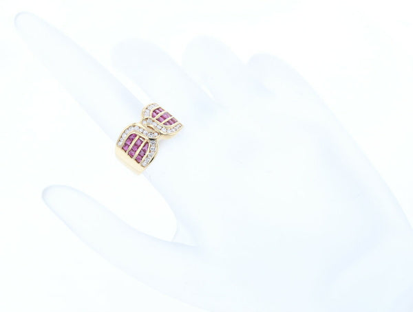K18YG イエローゴールド ルビー1.31ct ダイヤ0.40ct リング 指輪 レディース 12号 中古
