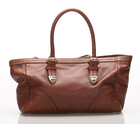 グッチ シマ 181511 ブラウン  レザー トートバッグ レディース GUCCI 中古