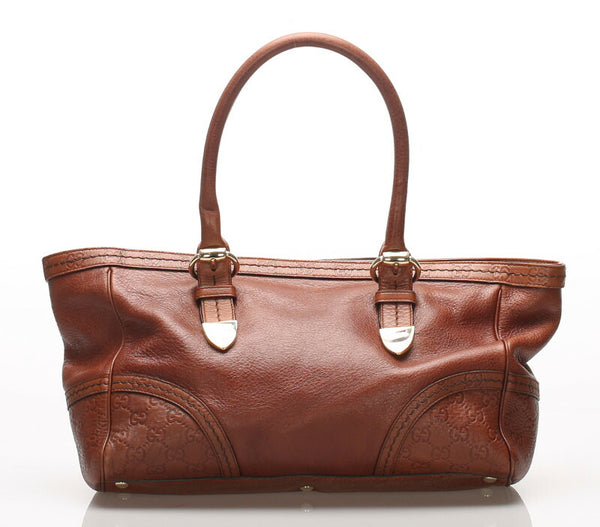グッチ シマ 181511 ブラウン  レザー トートバッグ レディース GUCCI 中古