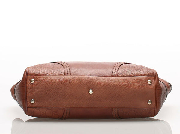 グッチ シマ 181511 ブラウン  レザー トートバッグ レディース GUCCI 中古