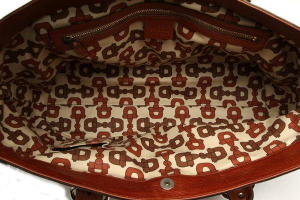 グッチ シマ 181511 ブラウン  レザー トートバッグ レディース GUCCI 中古