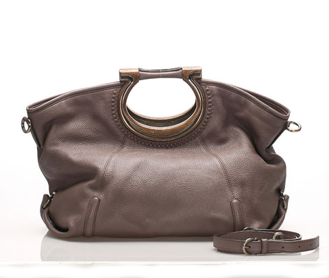 サルヴァトーレフェラガモ ガンチーニ AU-21 B841 パープル レザー ハンドバッグ ショルダーバッグ 2WAY レディース Salvatore Ferragamo 中古