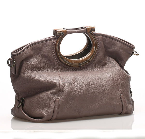 サルヴァトーレフェラガモ ガンチーニ AU-21 B841 パープル レザー ハンドバッグ ショルダーバッグ 2WAY レディース Salvatore Ferragamo 中古