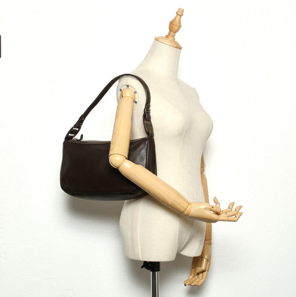 ガンチーニ AF-21 3382 ブラウン  レザー ショルダーバッグ レディース 中古