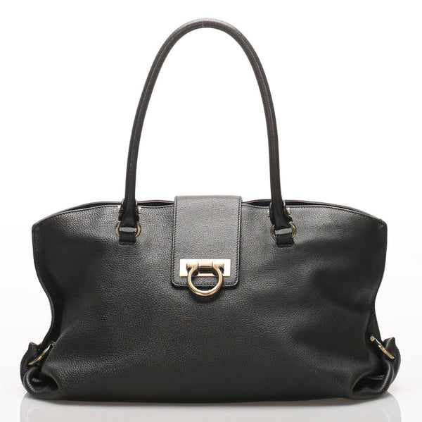 ガンチーニ AU-21 B182 ブラック  レザー ショルダーバッグ レディース 中古