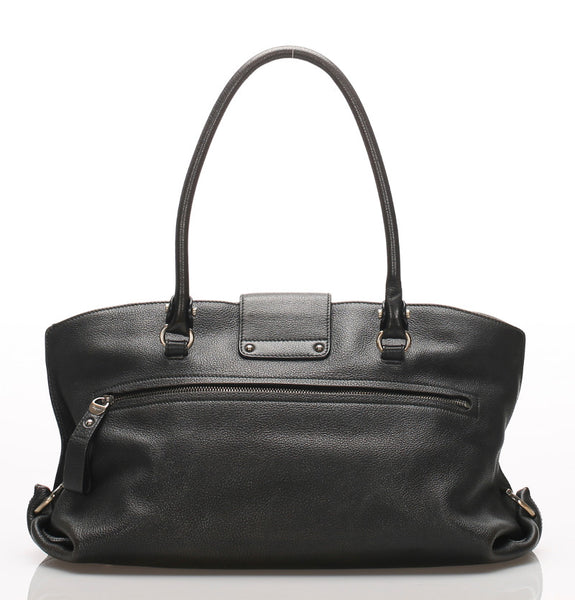 ガンチーニ AU-21 B182 ブラック  レザー ショルダーバッグ レディース 中古