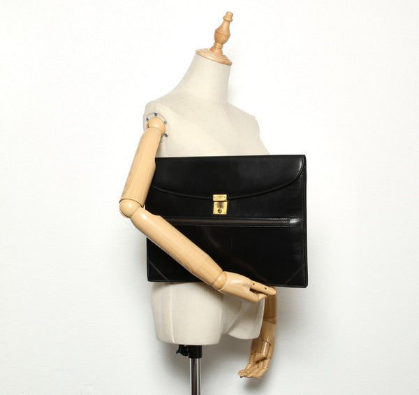 グッチ オールドGUCCI ブラック  レザー クラッチバッグ レディース GUCCI 中古