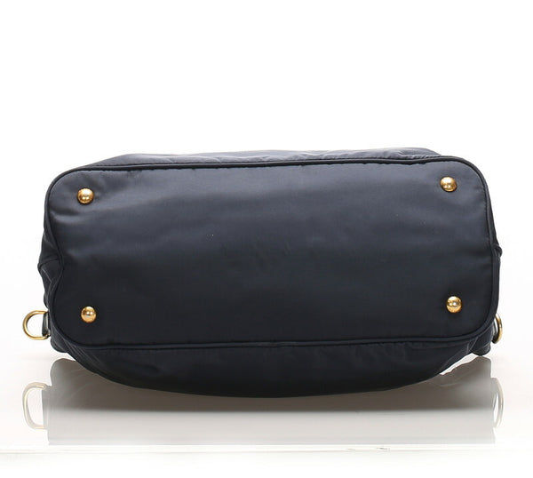 プラダ ブルー ナイロン レザー ハンドバッグ ショルダーバッグ 2WAY レディース PRADA 中古