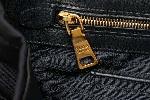 プラダ ブルー ナイロン レザー ハンドバッグ ショルダーバッグ 2WAY レディース PRADA 中古