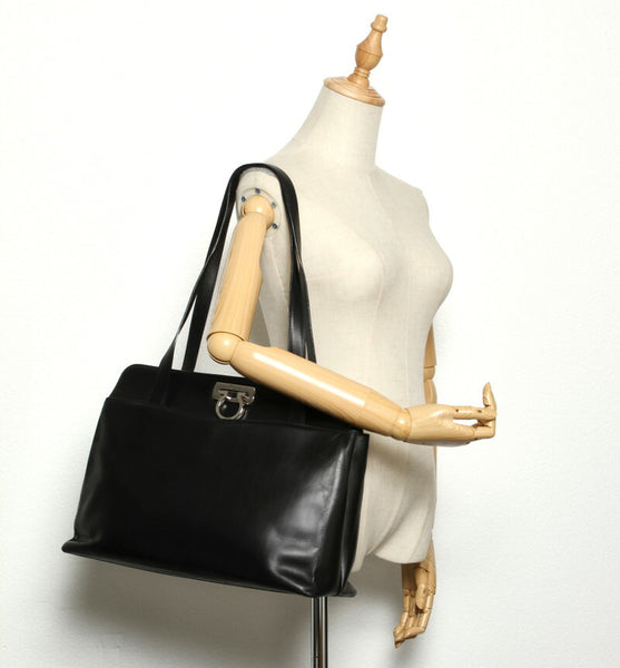 ガンチーニ DH-21 8276 ブラック  レザー トートバッグ レディース 中古