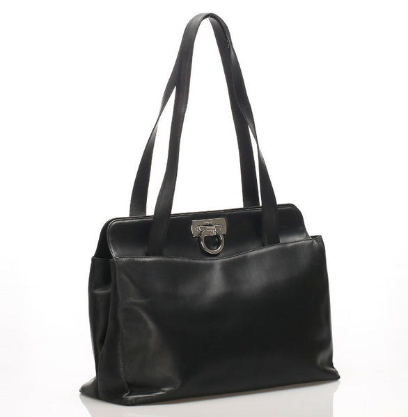 ガンチーニ DH-21 8276 ブラック  レザー トートバッグ レディース 中古