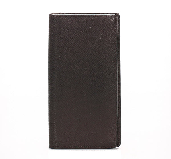 ルイ ヴィトン タイガ ポルトフォイユブラザ イニシャル入り M32578 ブラウン レザー 長財布 レディース LOUIS VUITTON 中古