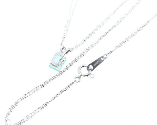 Pt900 プラチナ Pt850 プラチナ エメラルド0.7ct ダイヤ0.01ct ネックレス レディース 中古