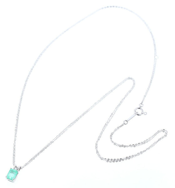 Pt900 プラチナ Pt850 プラチナ エメラルド0.7ct ダイヤ0.01ct ネックレス レディース 中古