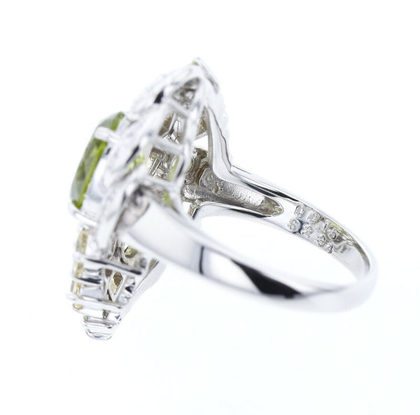Pt900 プラチナ ペリドット2.33ct＆0.45ct イエローサファイア2.34ct ダイヤ0.15ct リング 指輪 レディース 15号 中古
