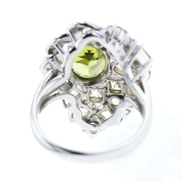 Pt900 プラチナ ペリドット2.33ct＆0.45ct イエローサファイア2.34ct ダイヤ0.15ct リング 指輪 レディース 15号 中古