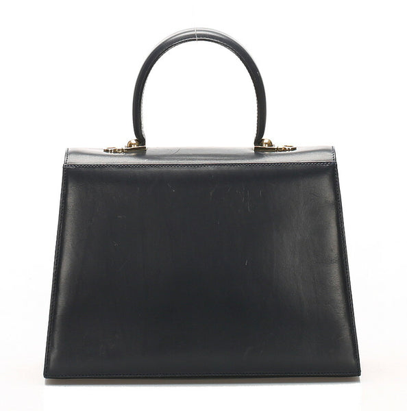 サルヴァトーレフェラガモ ガンチーニ O21 2181 ネイビー レザー ハンドバッグ ショルダーバッグ 2WAY レディース Salvatore Ferragamo 中古