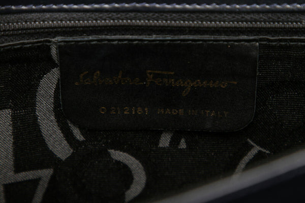 サルヴァトーレフェラガモ ガンチーニ O21 2181 ネイビー レザー ハンドバッグ ショルダーバッグ 2WAY レディース Salvatore Ferragamo 中古