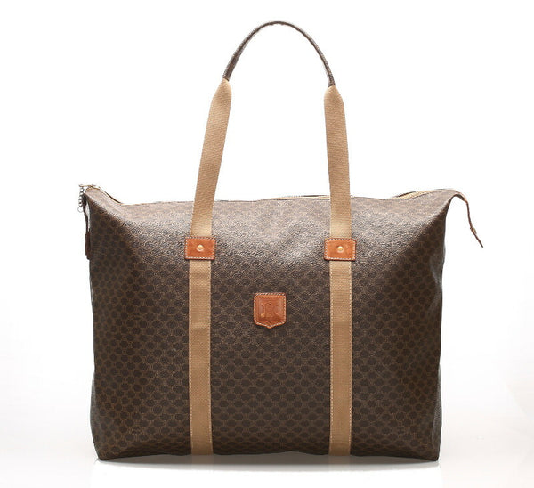 セリーヌ マカダム ブラウン  PVC レザー トートバッグ レディース CELINE 中古