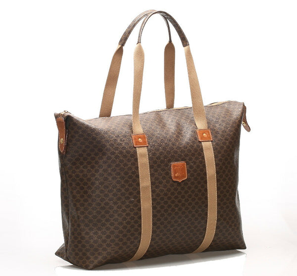 セリーヌ マカダム ブラウン  PVC レザー トートバッグ レディース CELINE 中古