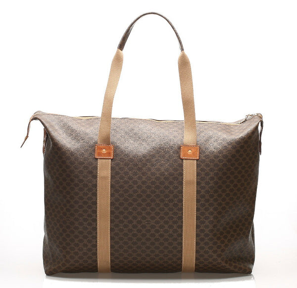 セリーヌ マカダム ブラウン  PVC レザー トートバッグ レディース CELINE 中古