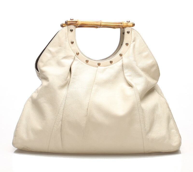 グッチ バンブー 124290 グレー レザー ハンドバッグ レディース GUCCI 中古