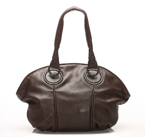 ボッテガヴェネタ イントレチャート ブラウン  レザー トートバッグ レディース BOTTEGAVENETA 中古