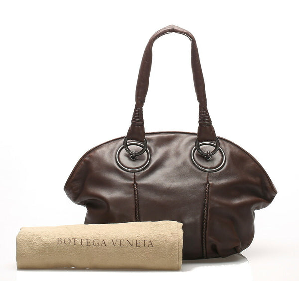 ボッテガヴェネタ イントレチャート ブラウン  レザー トートバッグ レディース BOTTEGAVENETA 中古