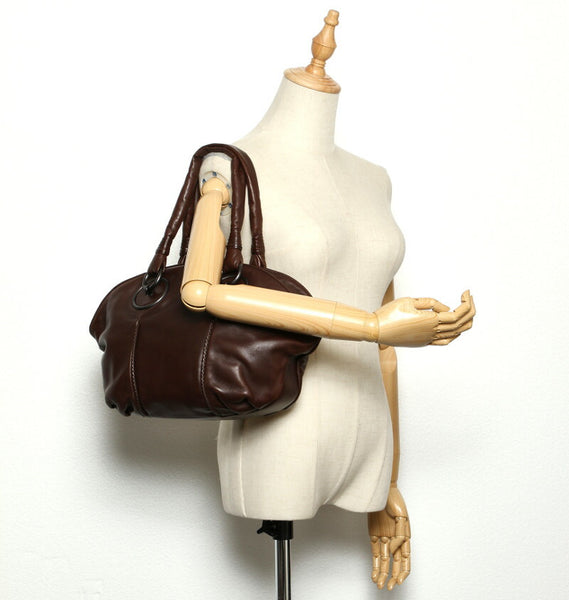 ボッテガヴェネタ イントレチャート ブラウン  レザー トートバッグ レディース BOTTEGAVENETA 中古