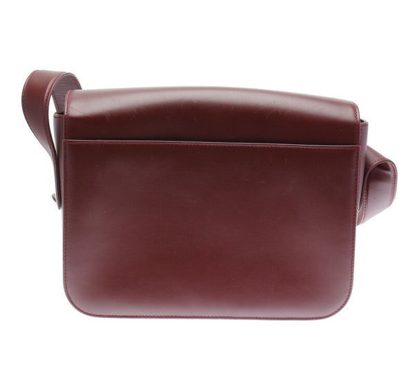 カルティエ マストライン ワインレッド レザー 斜め掛け ショルダーバッグ レディース CARTIER 中古