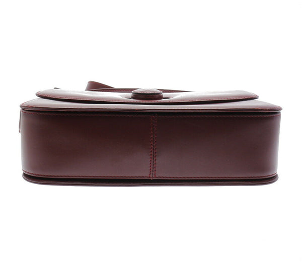 カルティエ マストライン ワインレッド レザー 斜め掛け ショルダーバッグ レディース CARTIER 中古