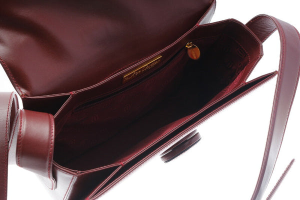 カルティエ マストライン ワインレッド レザー 斜め掛け ショルダーバッグ レディース CARTIER 中古